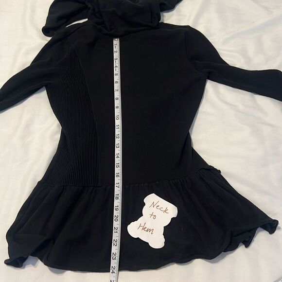 Sunset rd size S long sleeve cowl neck black tunic sweater ruffle details EUC - Picture 7 of 10